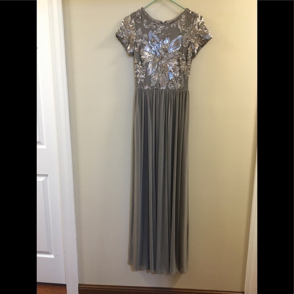 08 BETSY & ADAM Sequin Mesh A-Line Gown - Picture 13 of 16